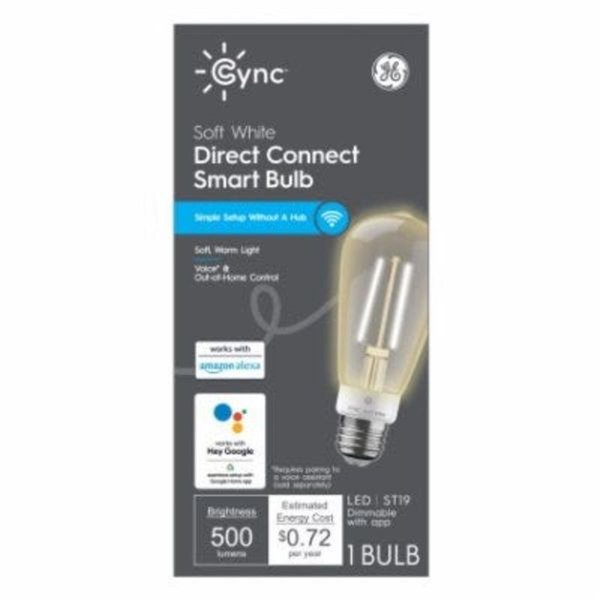 Current 4.43 in. 500 Lumen 6W ST19 Soft White & Dimmable Cync Smart Edison Light Bulb 105655